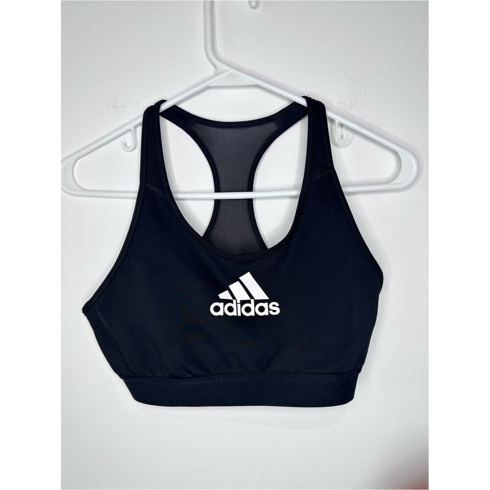 adidas Black Sports Bra Top with White Logo